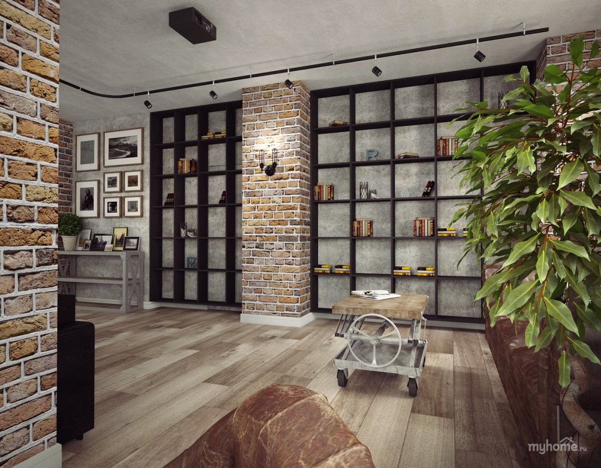 Стеклоблоки стена лофт