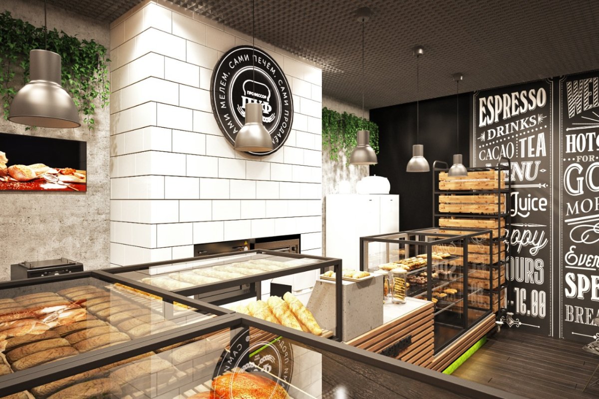 Интерьер кафе пекарни