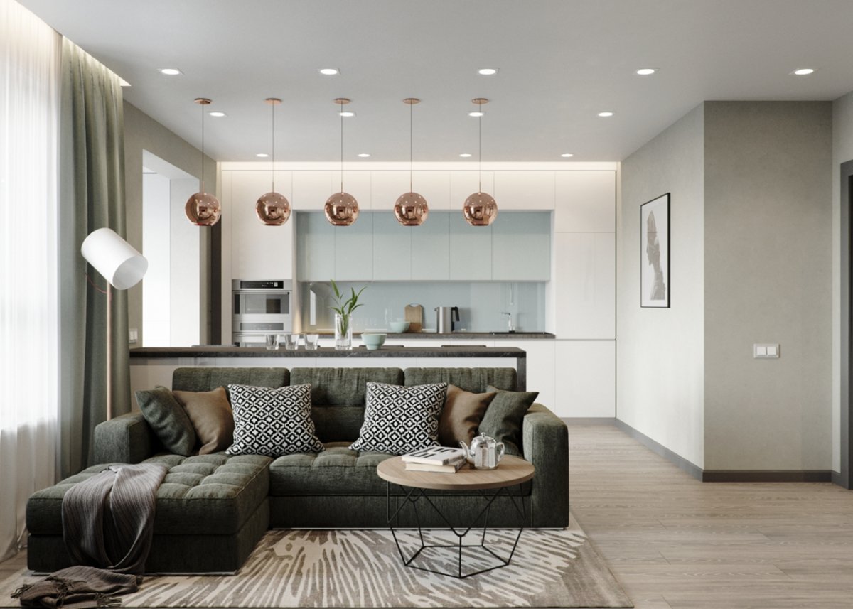 Светильники в интерьере однокомнатной квартиры