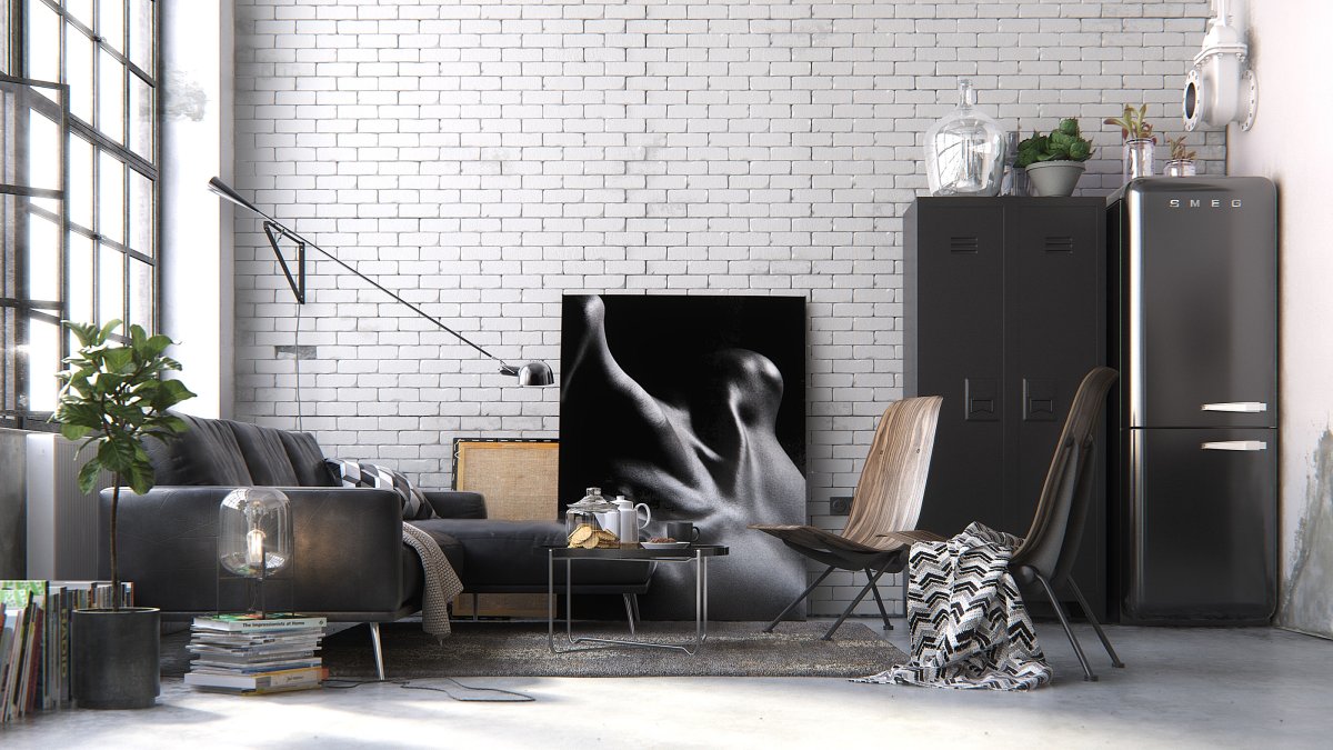 Небольшая кухня в стиле лофт