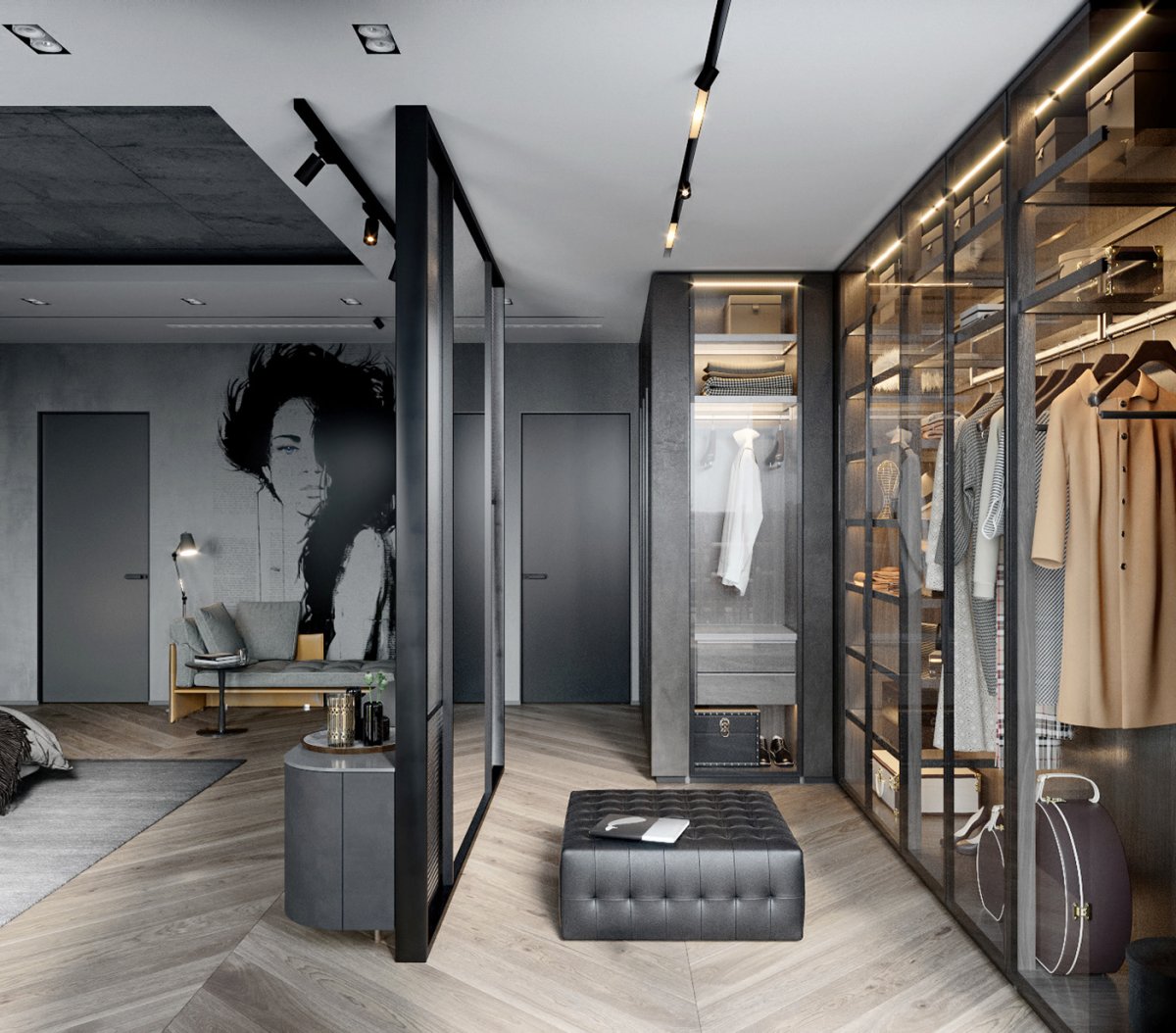 Небольшой салон мужской стиль лофт Минимализм