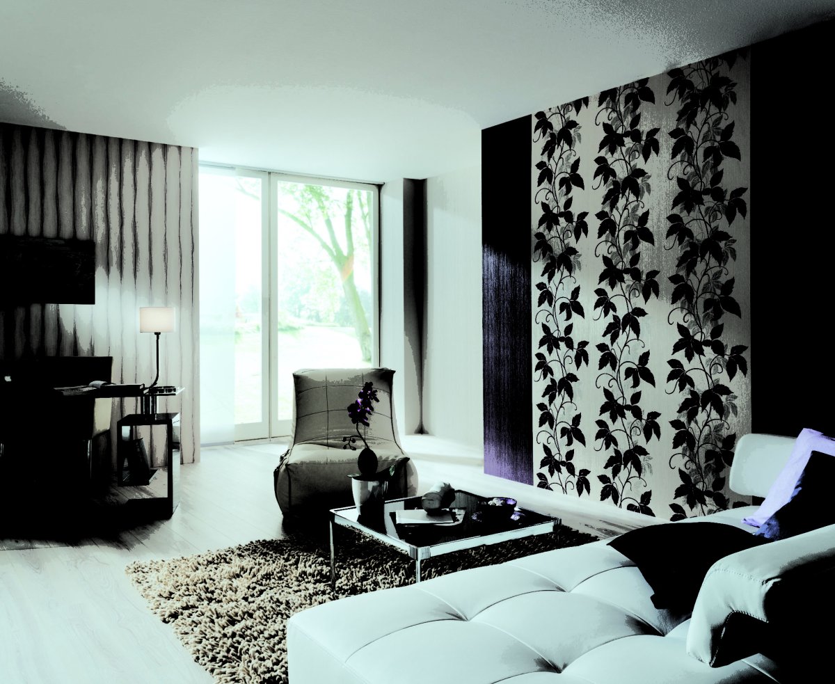 Черные шторы в интерьере спальни