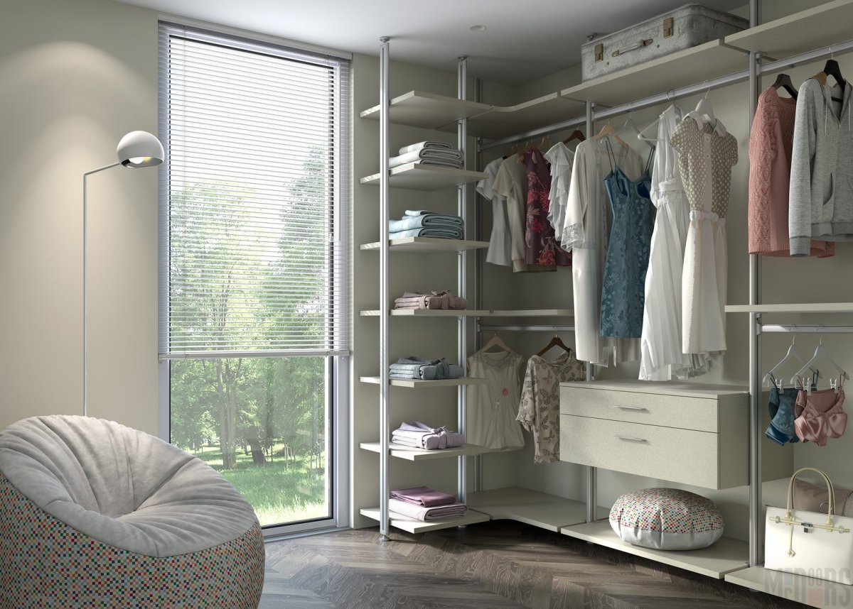 Гардеробная в спальне лофт