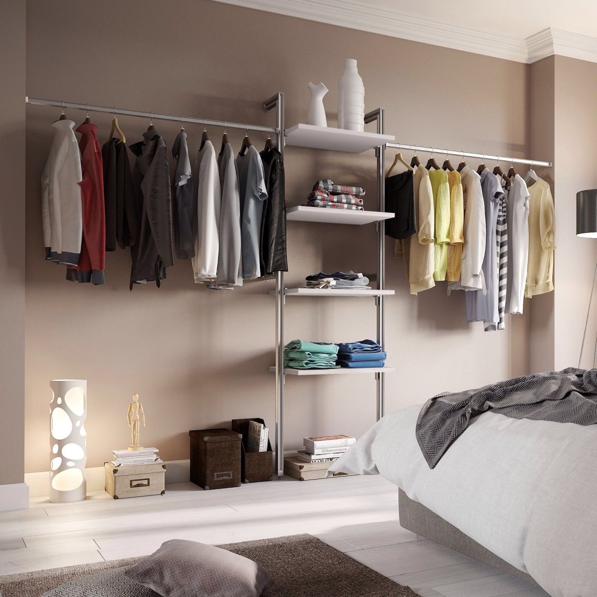 Спальня с открытой гардеробной