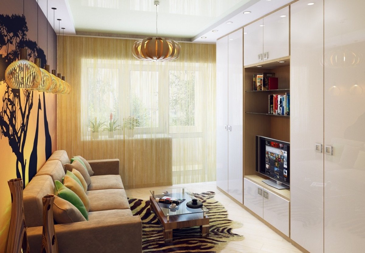 Бюджетный интерьер гостиной 18 кв.м