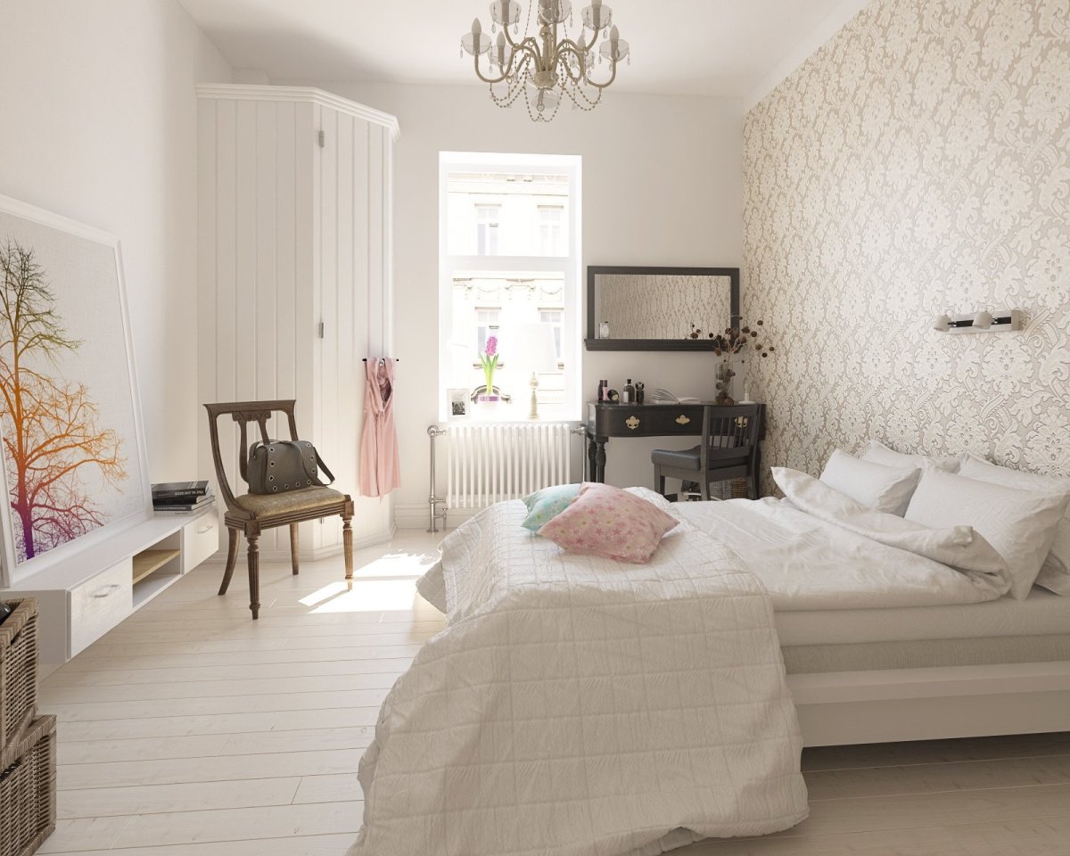 Светлая спальня в скандинавском стиле