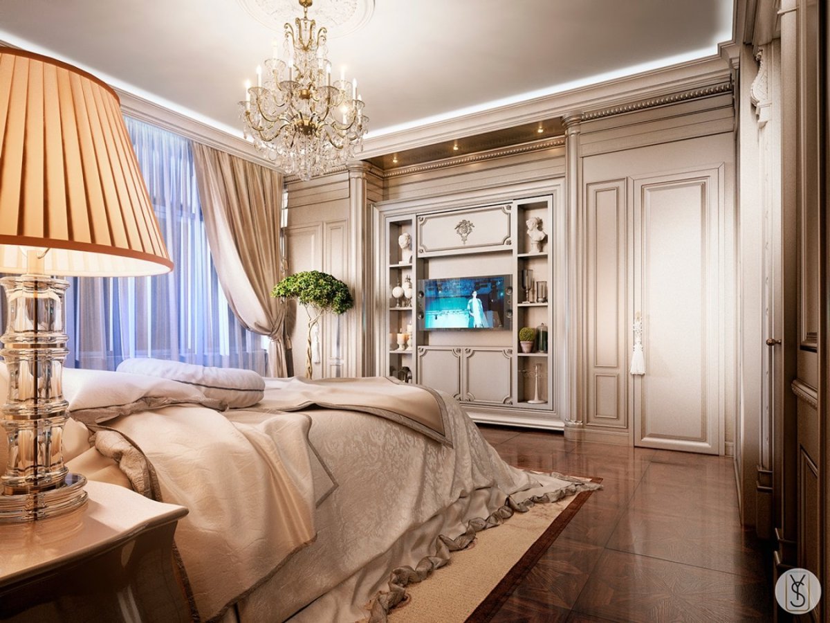 Синяя спальня в стиле Кантри