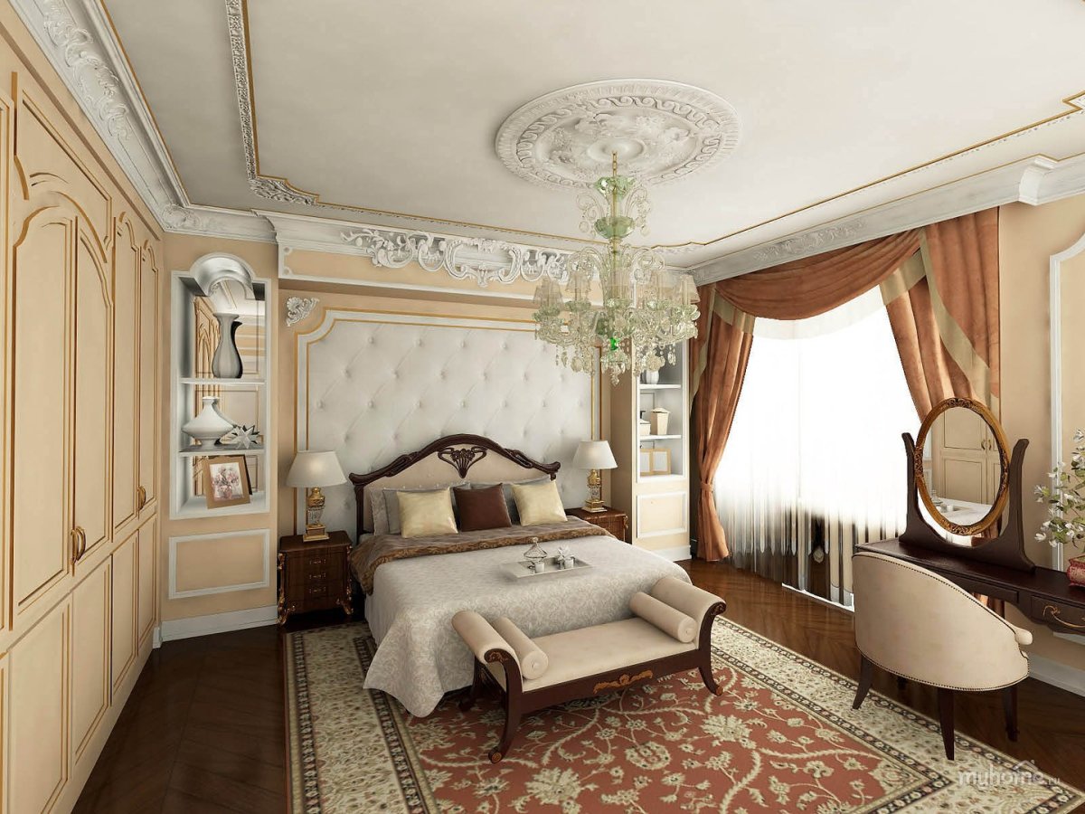 Спальня в английском стиле с синим