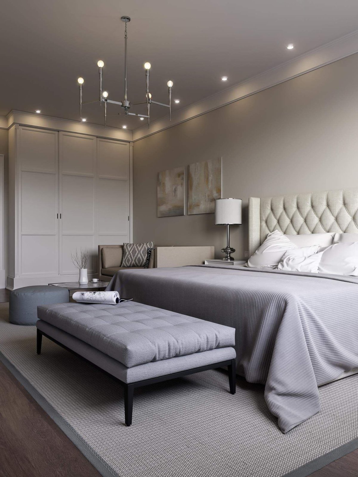 Потолок с подсветкой в спальне