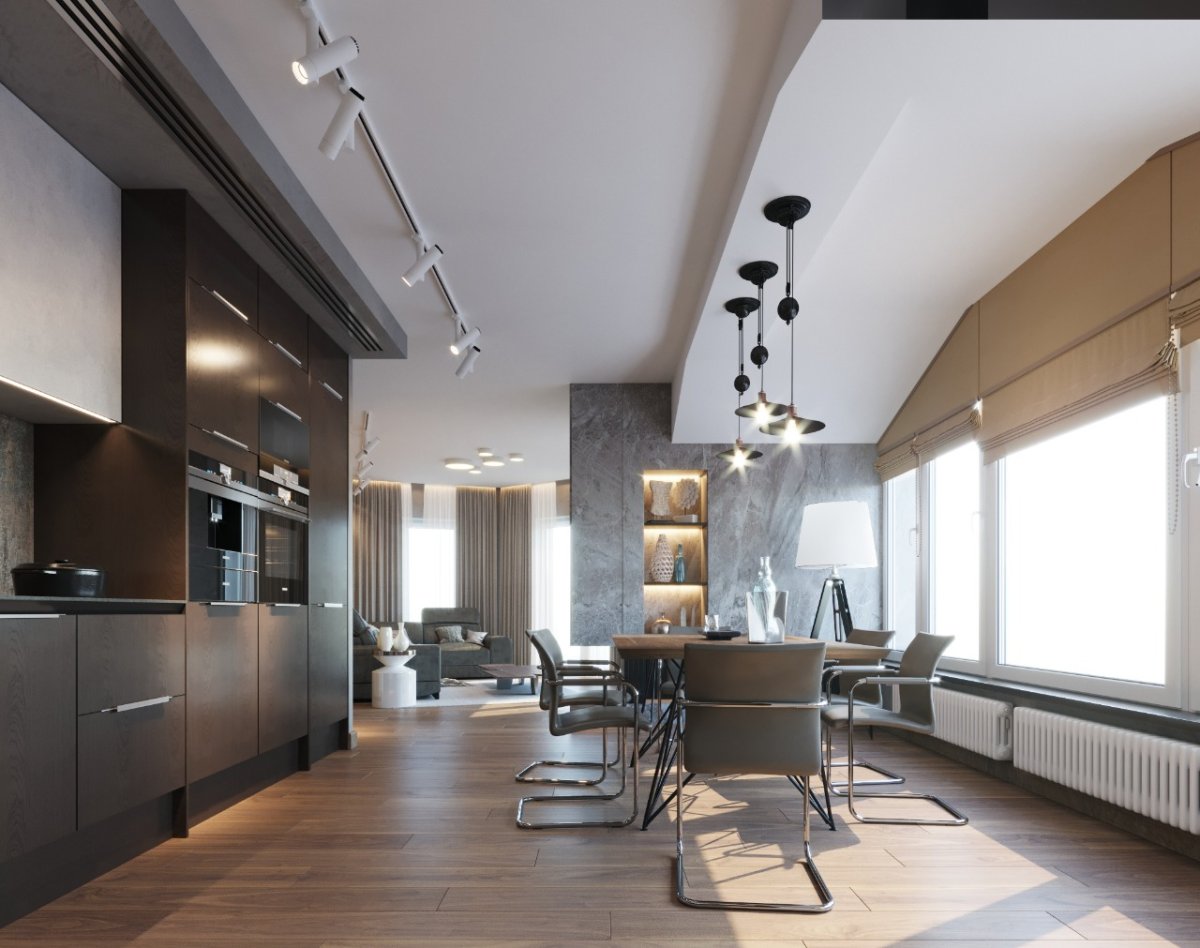 Современный трековый свет в интерьере