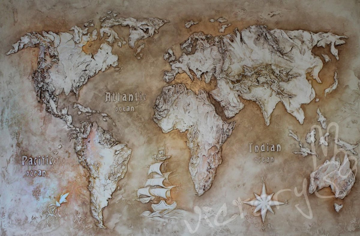 Карта деревянная на стену