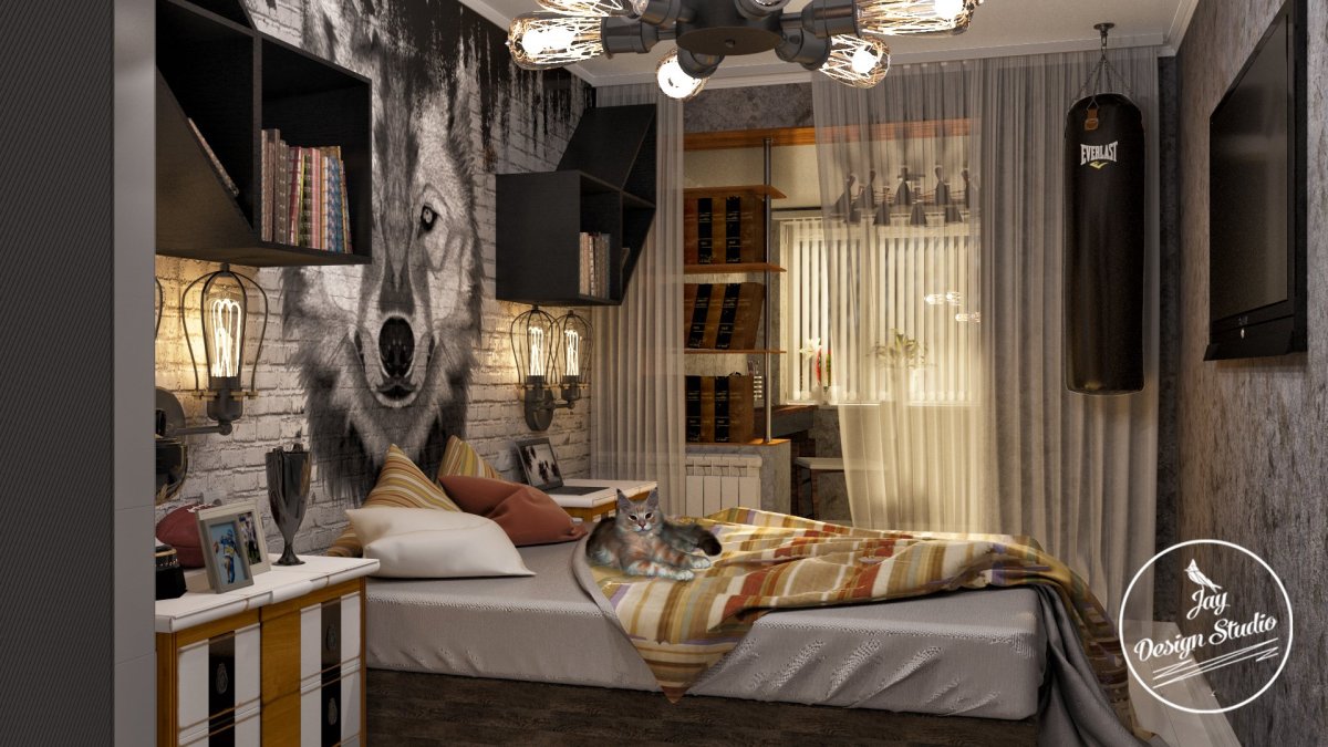 Комната в стиле лофт для девушки