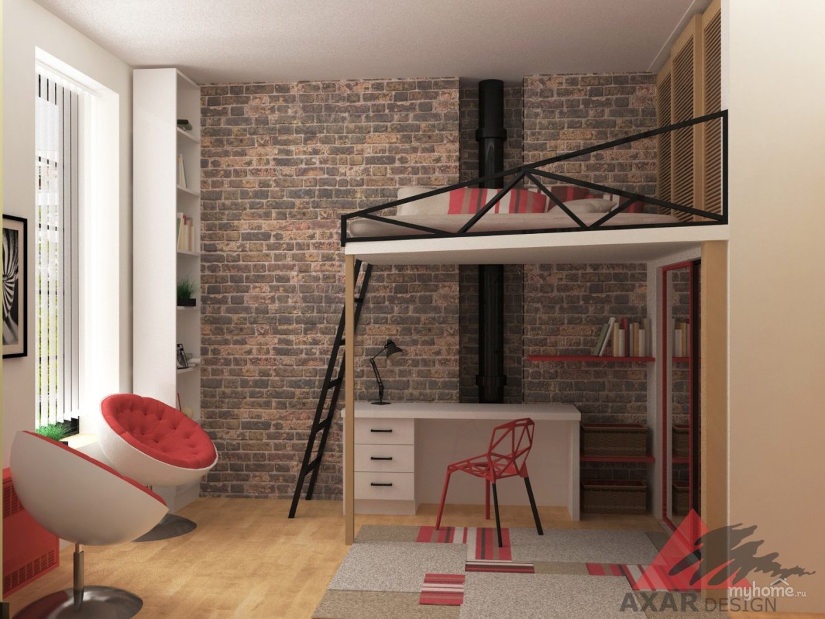 Детская в стиле лофт для подростка в хрущевке