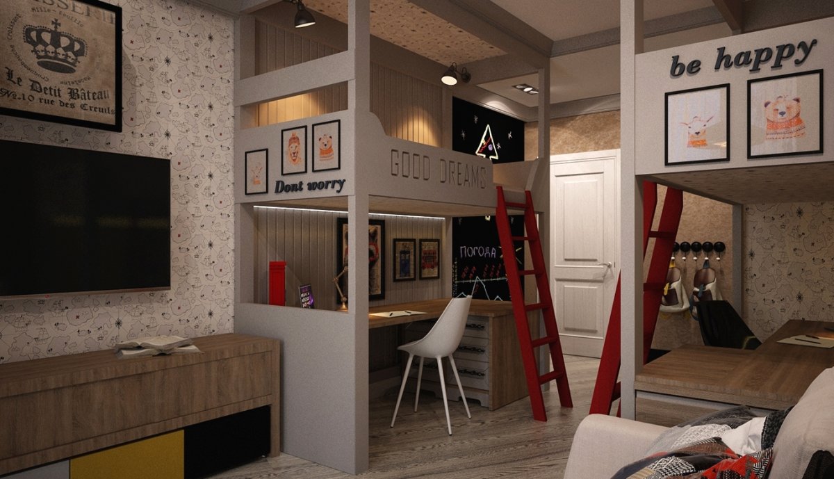 Комната в стиле лофт