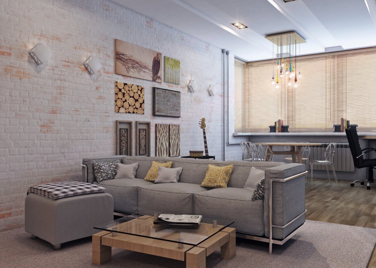 Белый лофт в интерьере квартиры