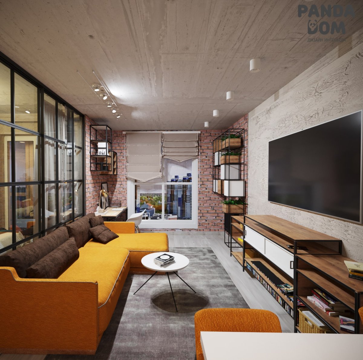 Гостиная лофт-20 (белая Аляска/черный)