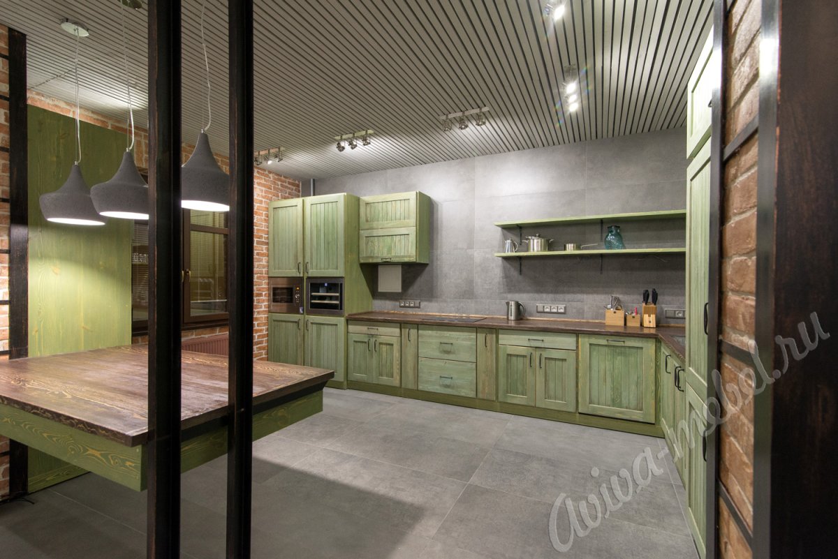 Кухня из сосна Эллиот лофт