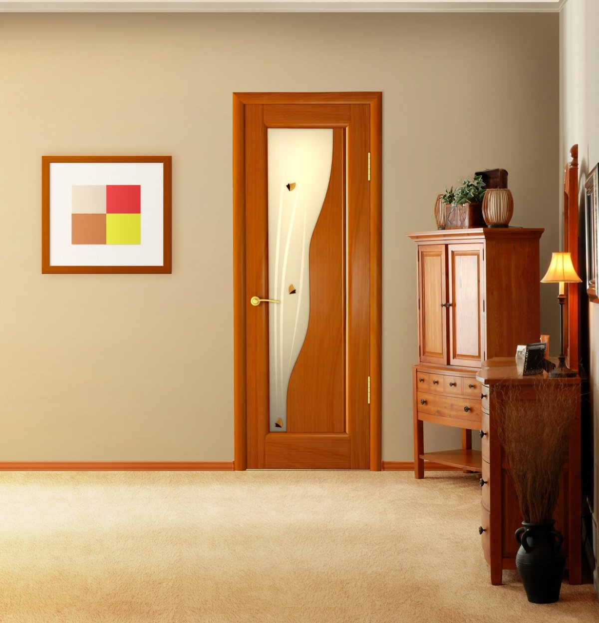 Рыжие двери в интерьере