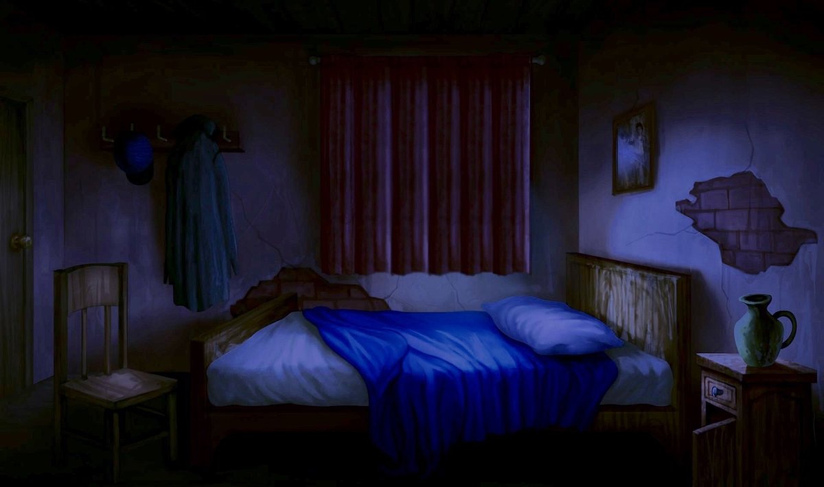 Уютная комната с гирляндами