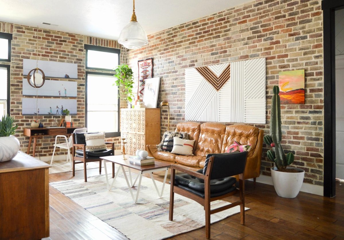 Бежевый кирпич в интерьере