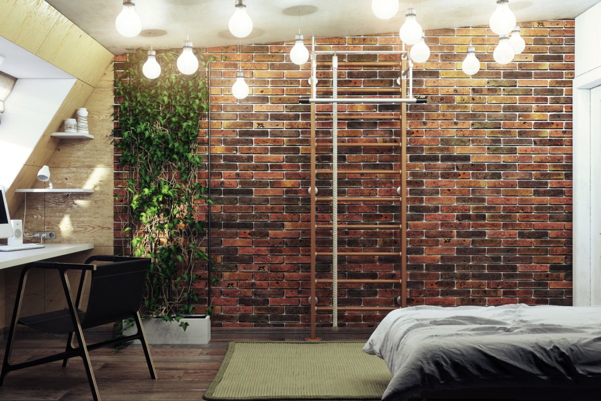 Проводкам на кирпиче в стиле лофт