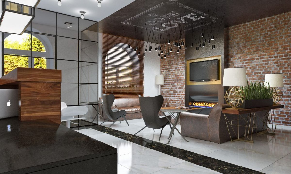 Красивые гостиные в стиле лофт