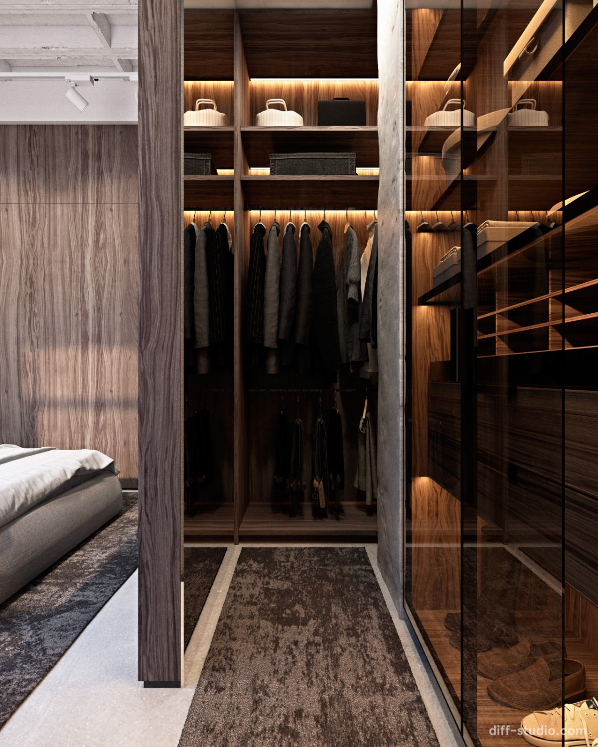 Гардеробные в стиле лофт