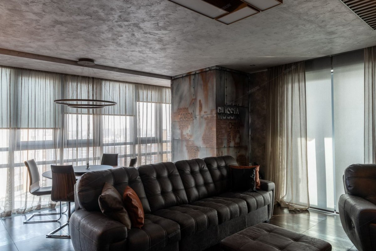 Римские шторы в стиле лофт