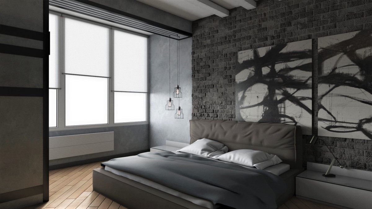 Спальня в серых тонах