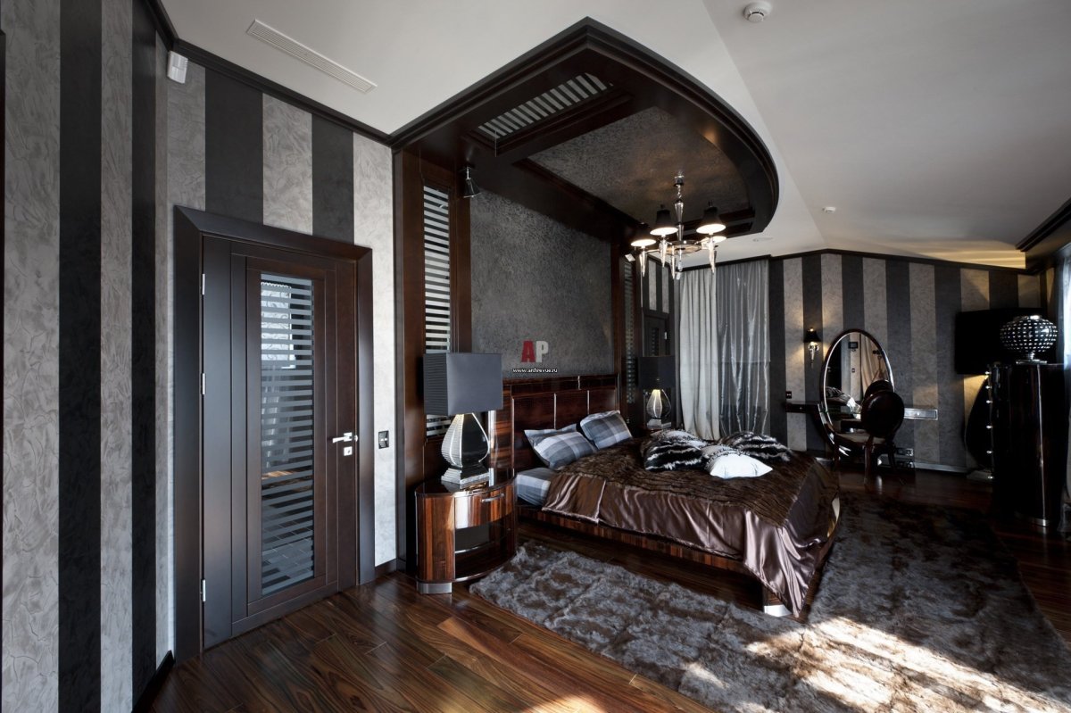 Спальня для мужчины в коричневом цвете