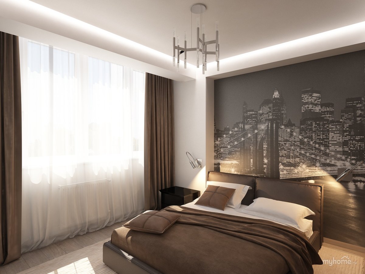 Спальня в стиле хайтек в серых тонах