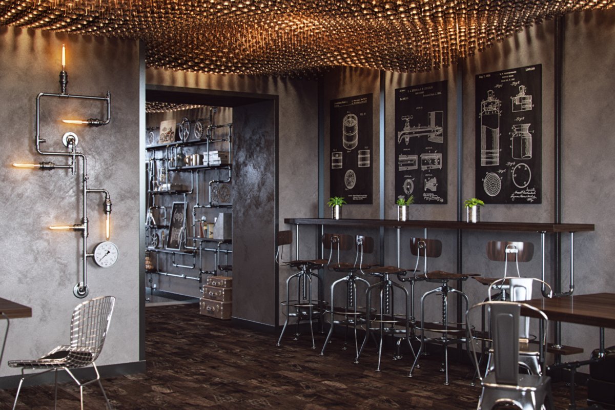 Интерьер пивного бара в стиле лофт