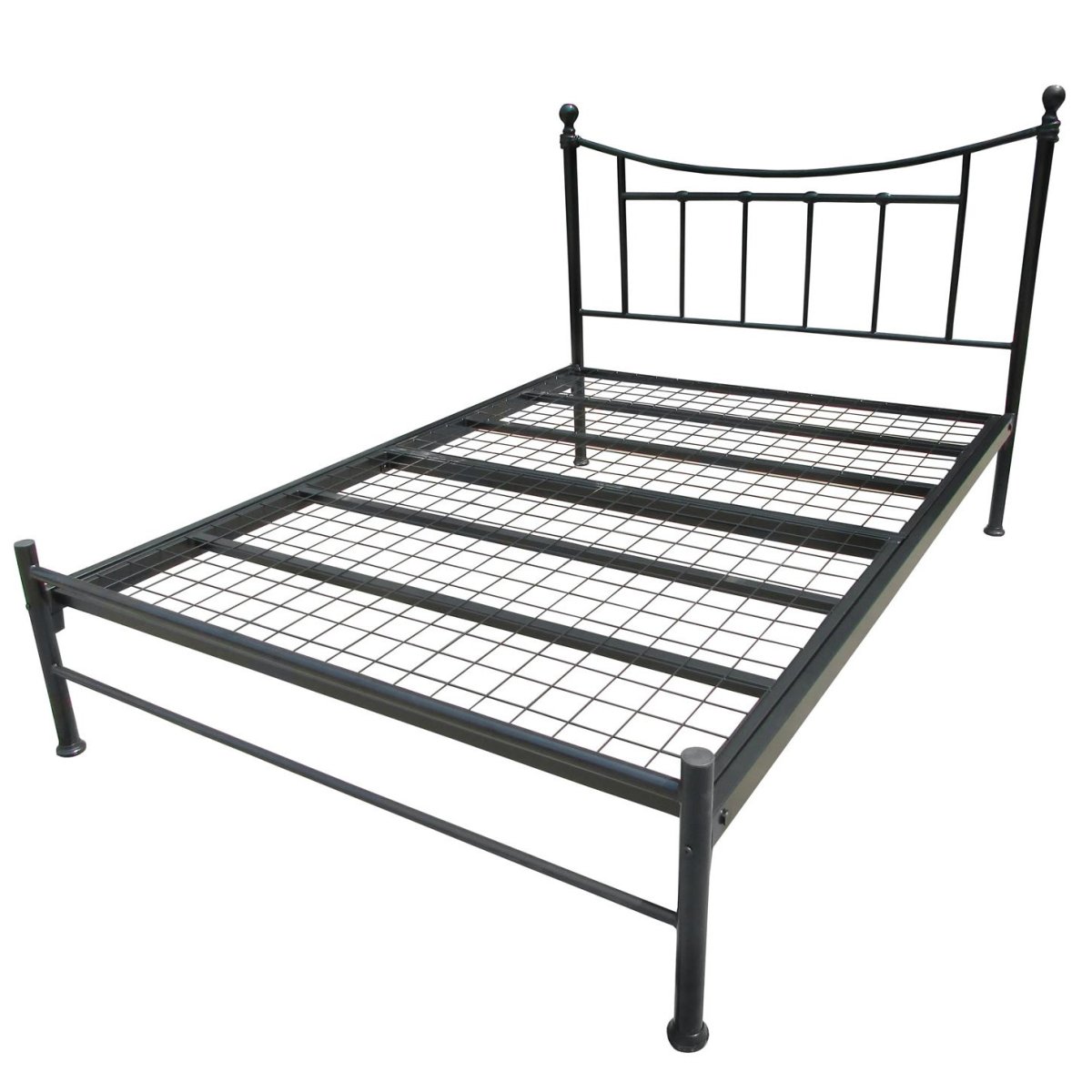 Металлическая кровать с деревянными ламелями