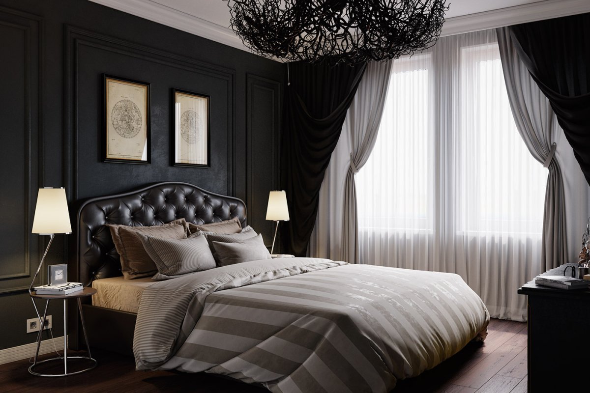 Тотал Блэк комната интерьер