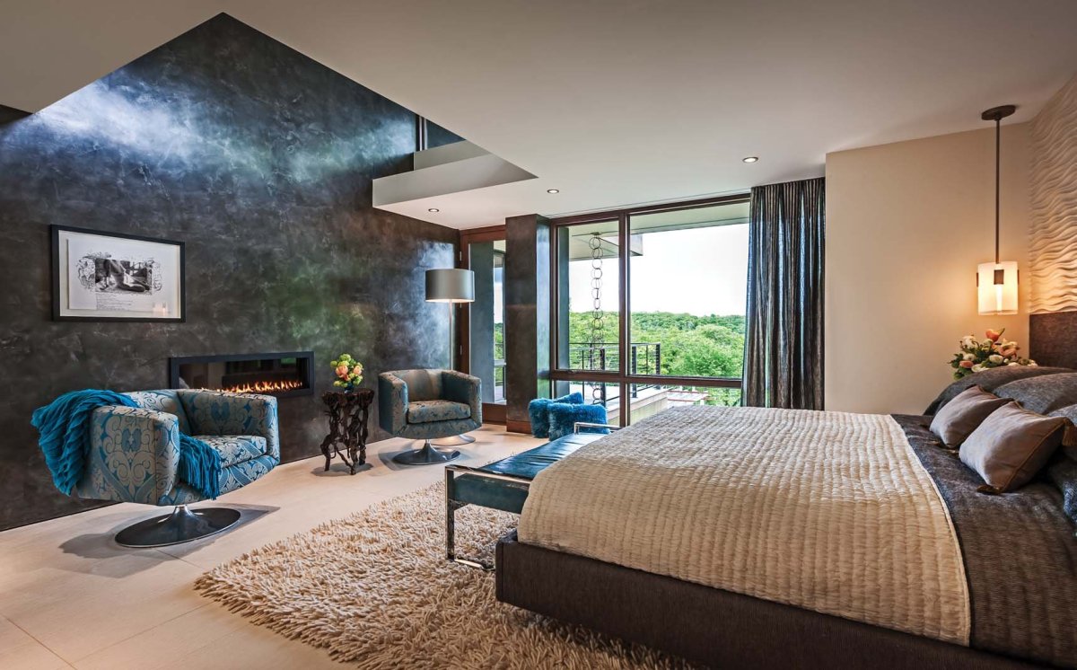 Отделка гостиной камнем