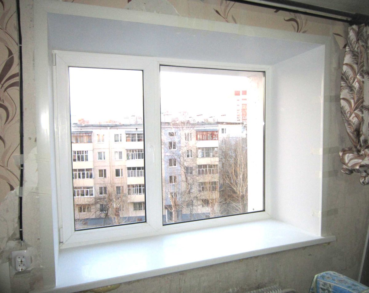 Штукатурка откосов балконной двери