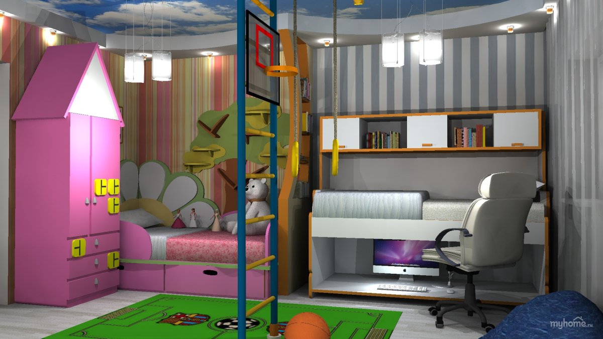 Комната для 2 разнополых детей разного возраста