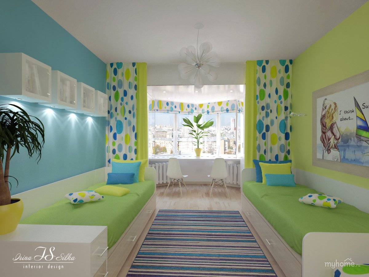 Интерьер комнаты для двоих разнополых детей