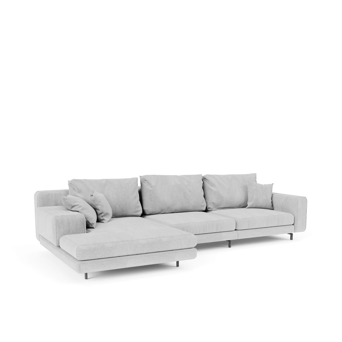 Угловой белый диван на белом фоне