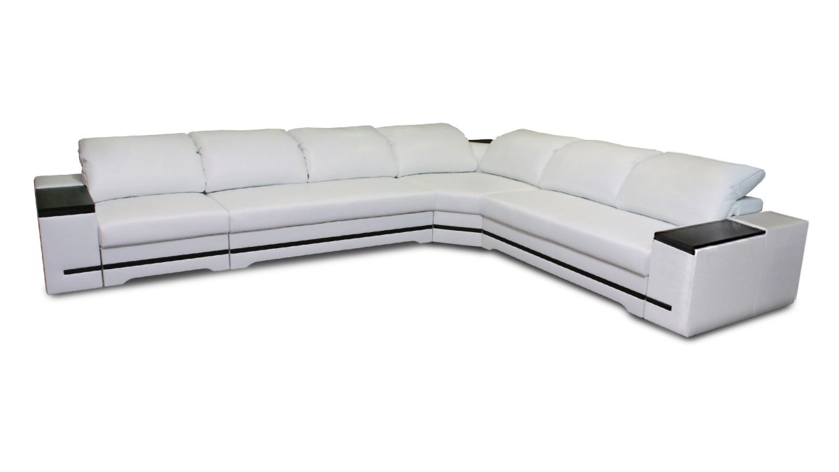 Диван угловой Олимп-1 белая кожа