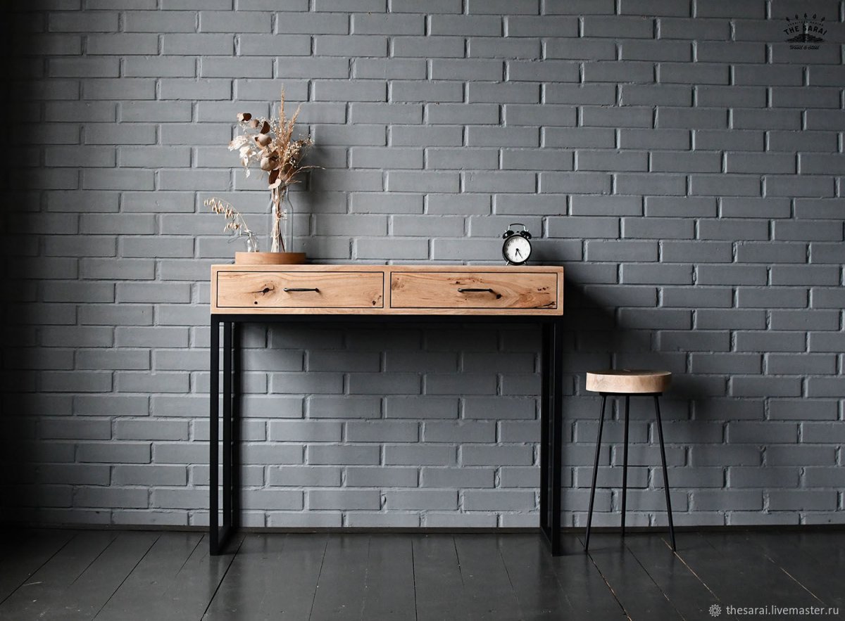 Консольный столик лофт серый