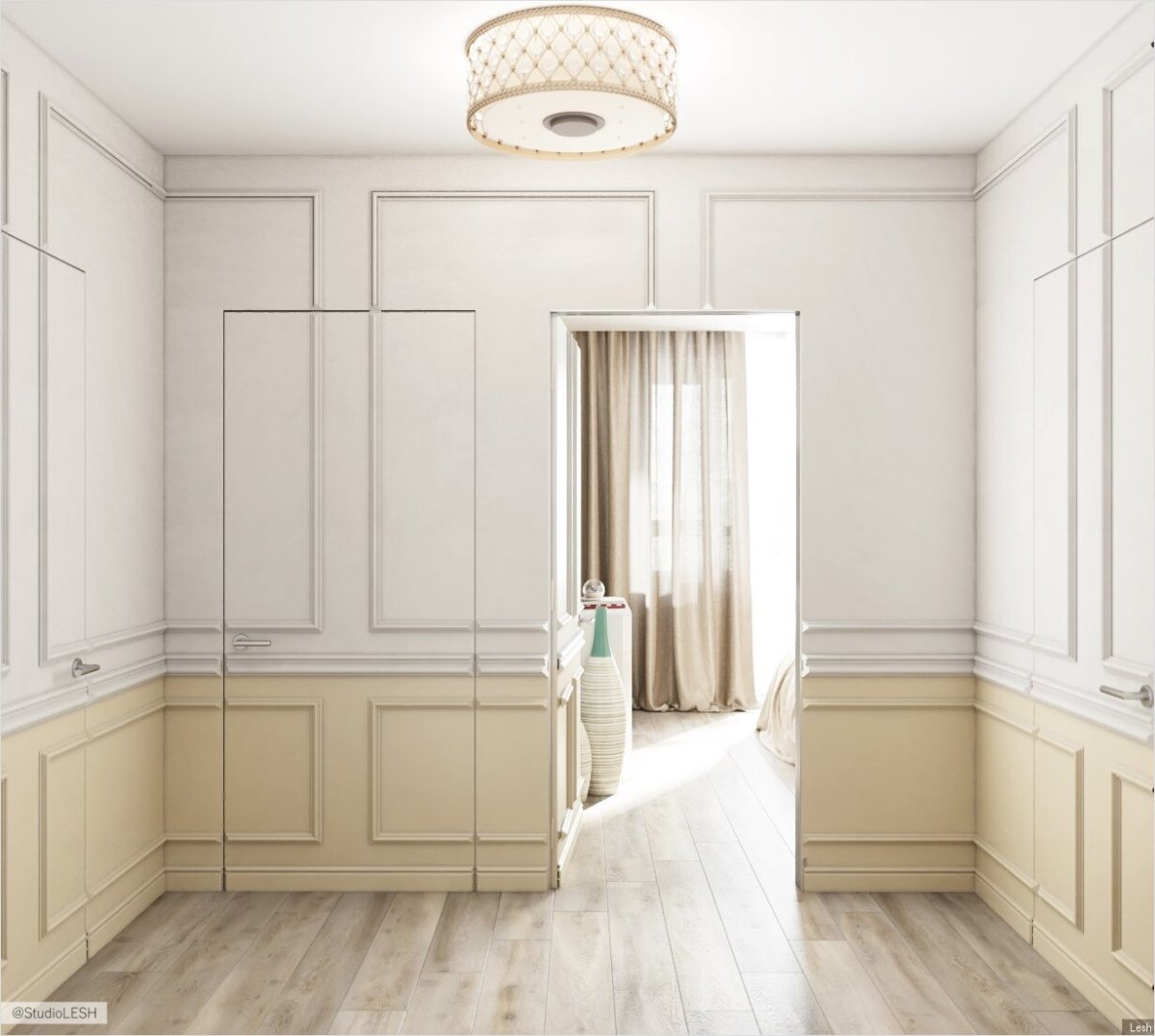 Молдинги в интерьере коридора