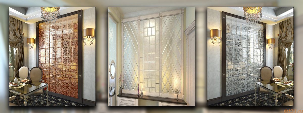 Бронзовая зеркальная плитка в интерьере