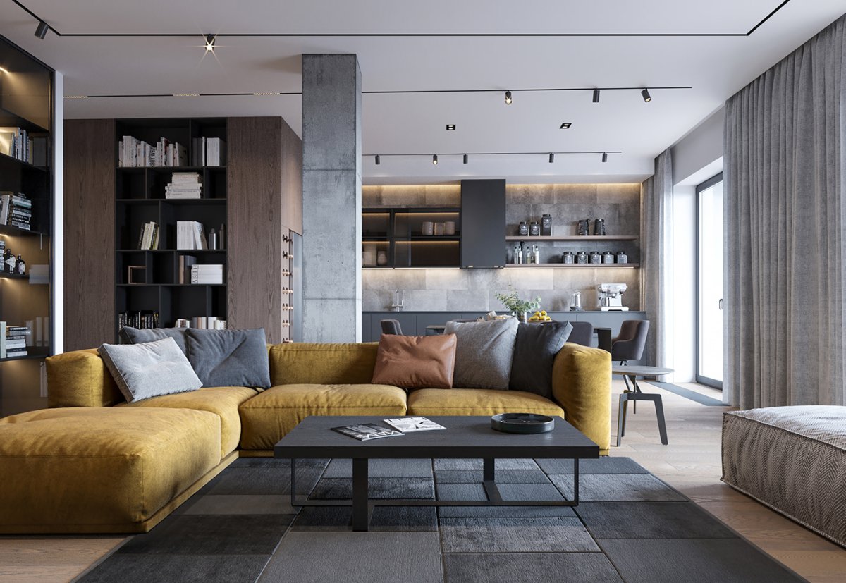 Кожаный диван лофт