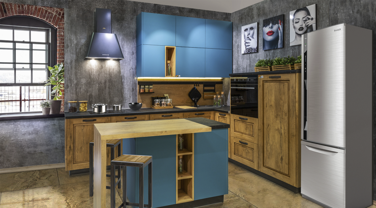 Кухня лофт с островом