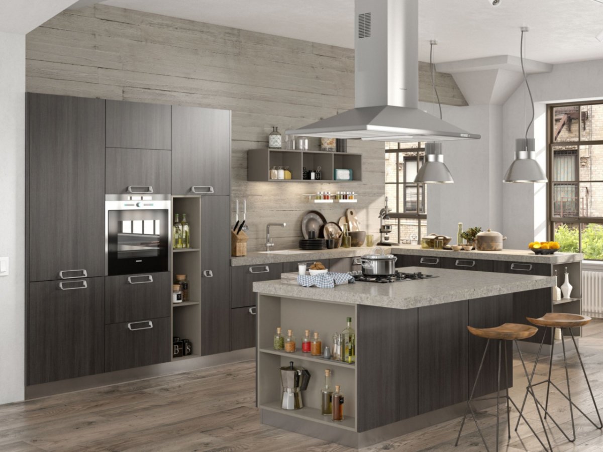 Кухня в стиле лофт с барной стойкой