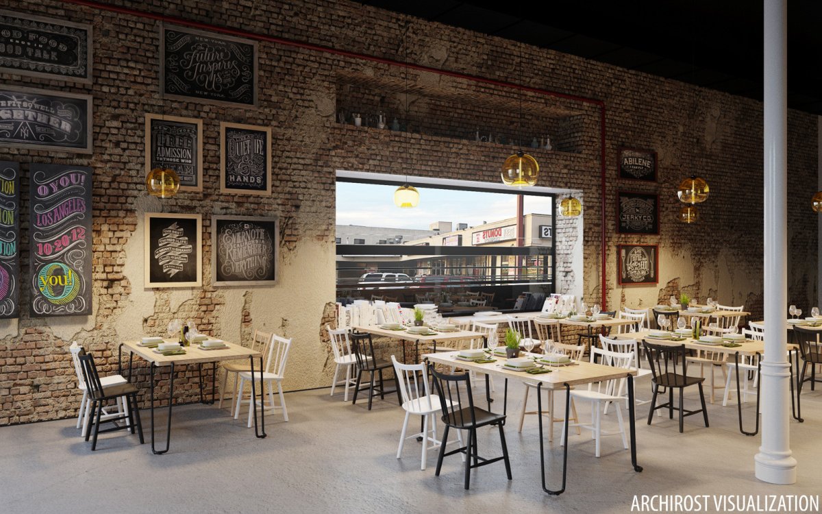 Кафе в стиле лофт экстерьер