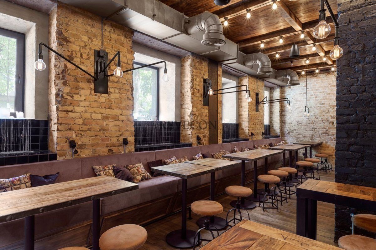 Интерьер кофейни в стиле лофт