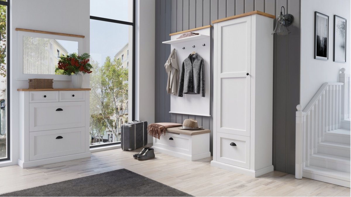 Прихожая белый глянец с деревом