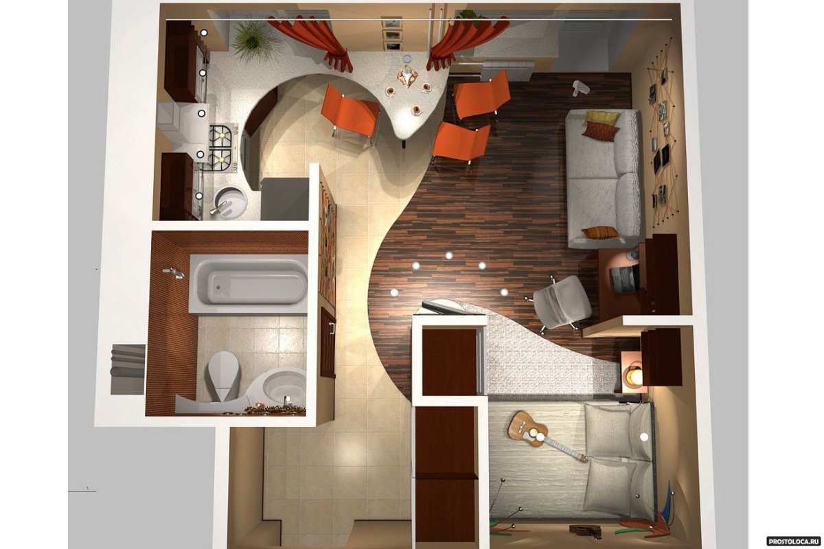 Студия 30 кв м планировка зонирование